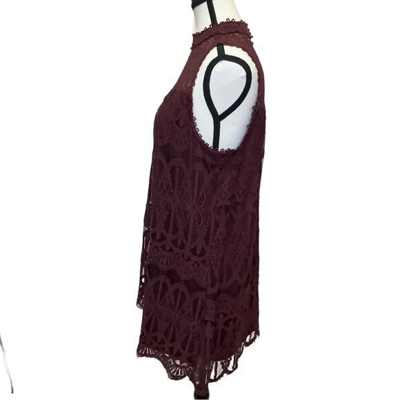 Altar’d State Women’s Burgundy Lace Sleeveless Dress with Button Back - Size M - Picture 2 of 10